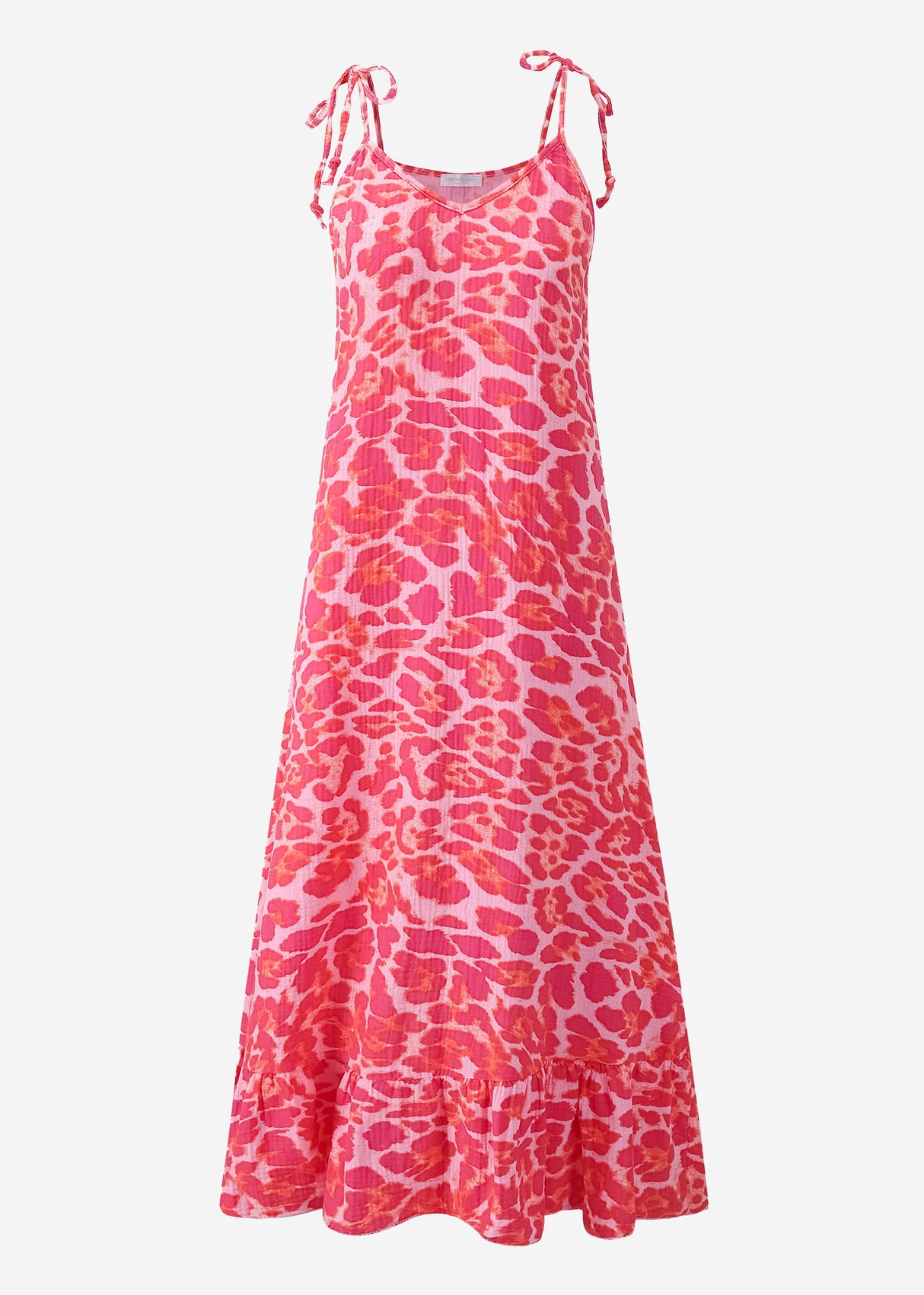 Musselin Maxi Kleid mit Leo-Print - pink
