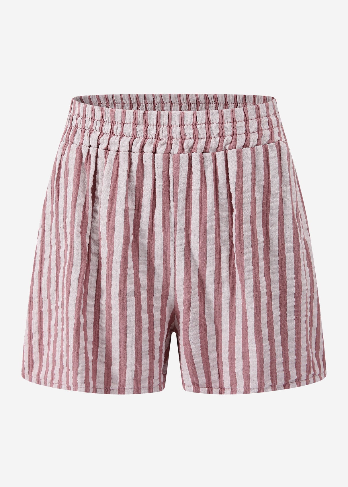 Gestreifte Musselin Shorts - altrosa