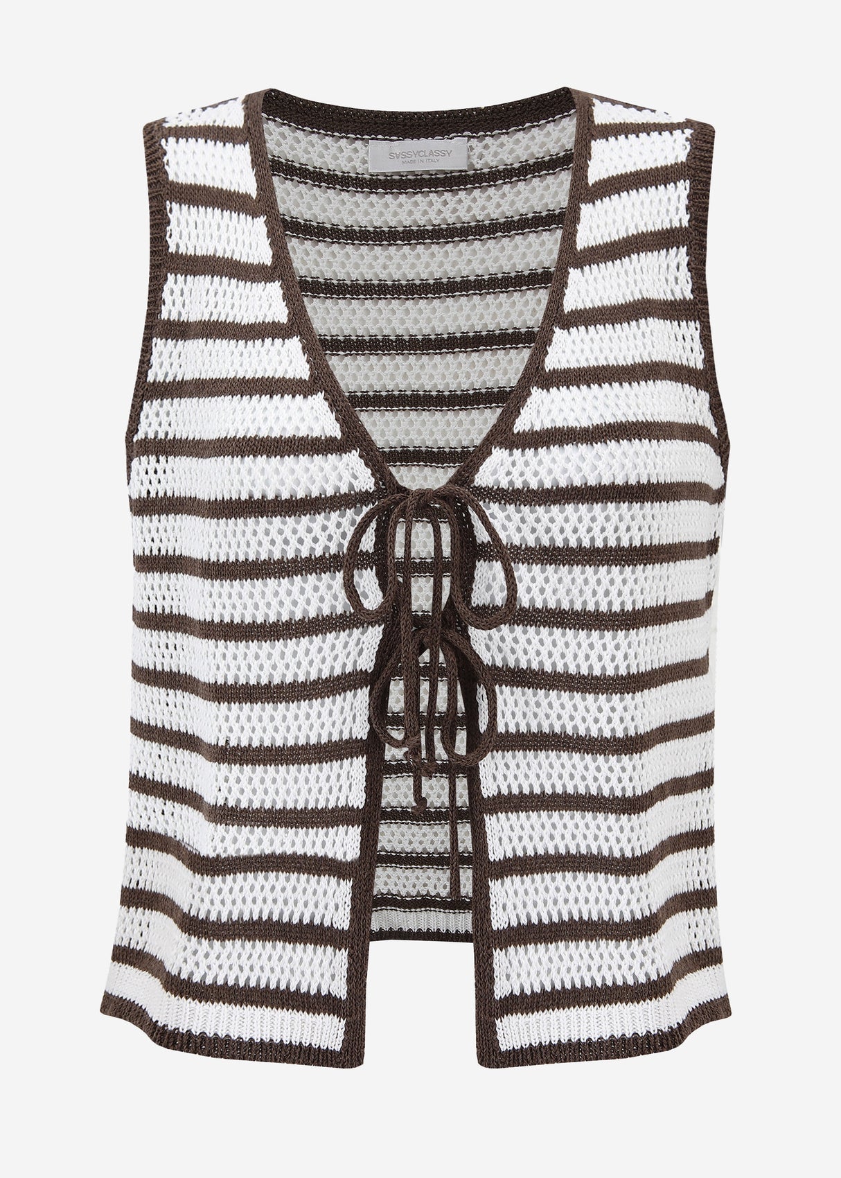 Knitting top with loop closure - off-white