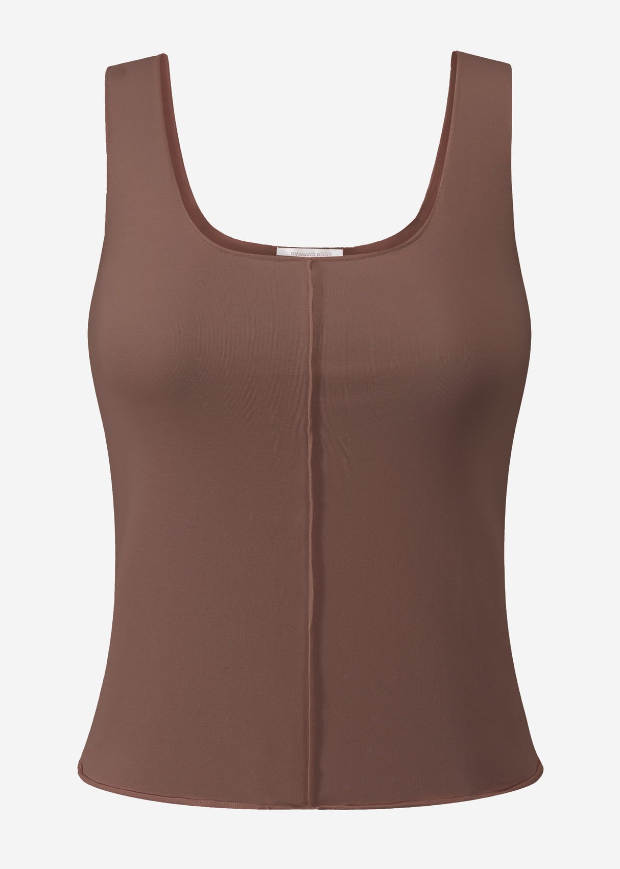 Top mit Ziernaht - braun