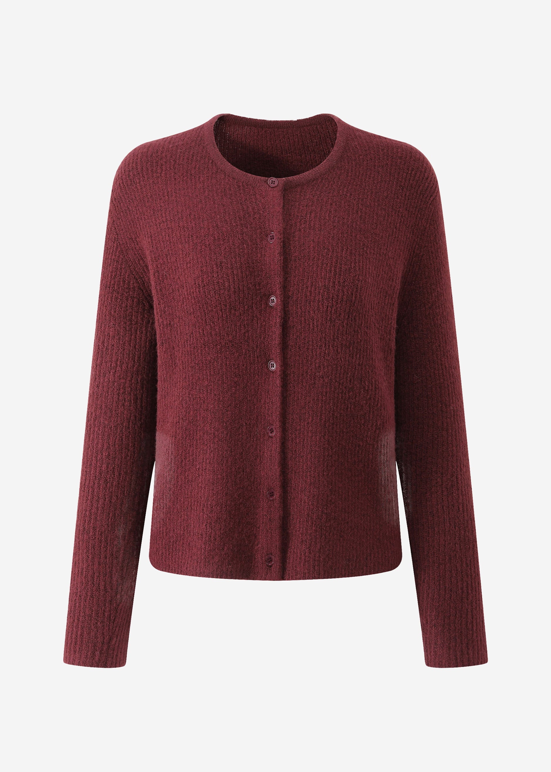 Cardigan with rib structure - Burgundy