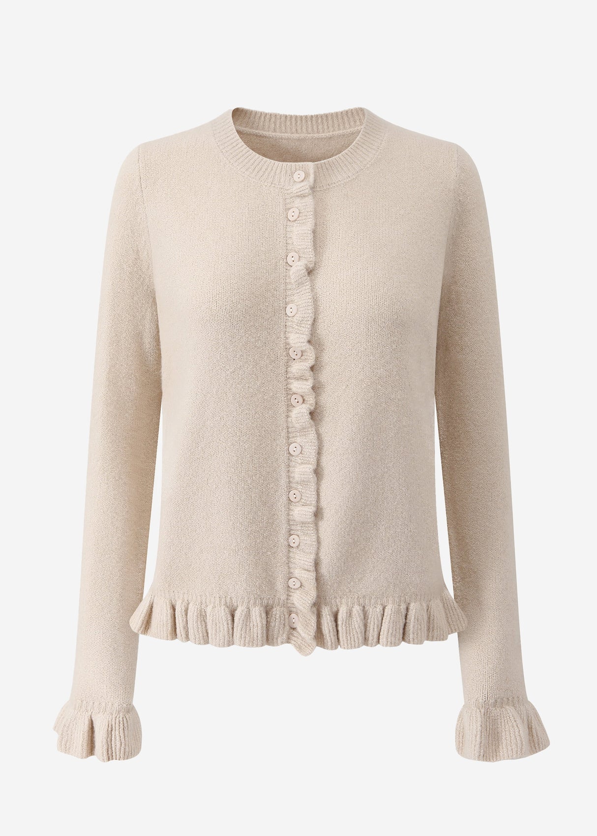 Cardigan with ruffles - beige