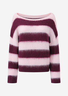 Gestreifter Pullover - plum-rosa