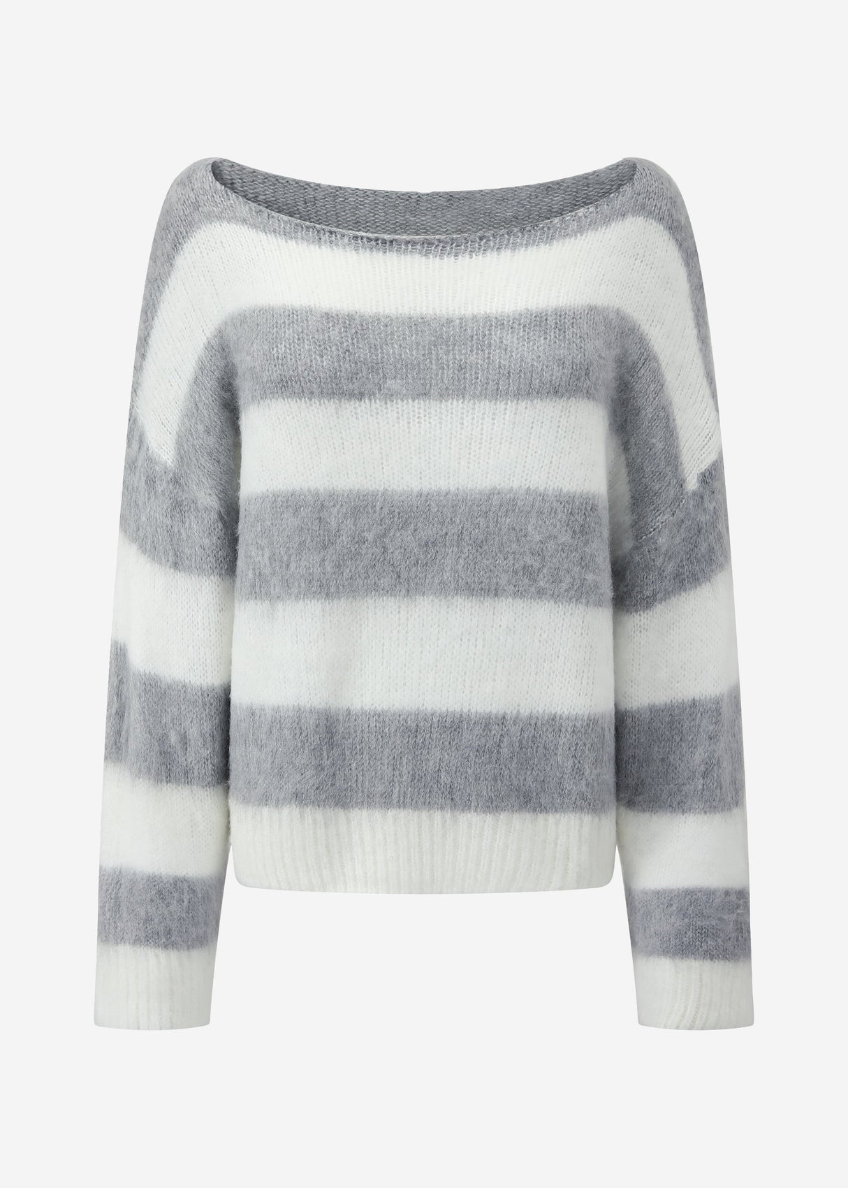 Gestreifter Pullover - grau-offwhite