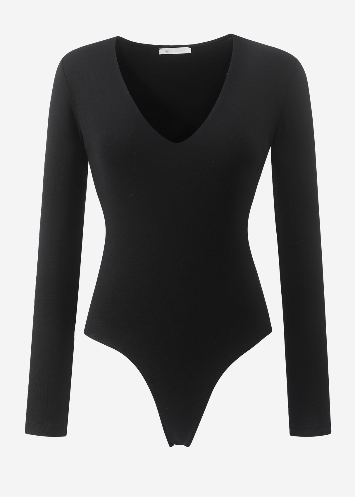 Long arm body with a V -neck - black