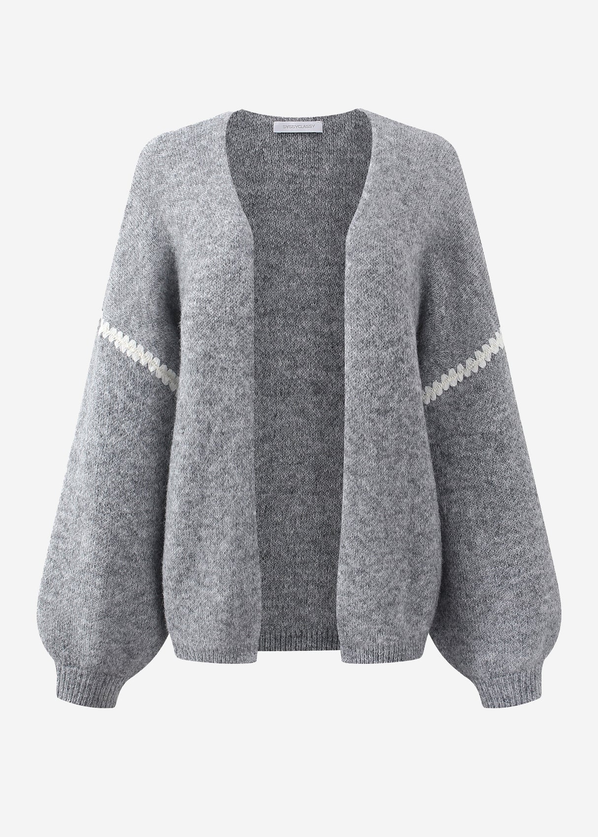 Cardigan mit Ziernähten - grau