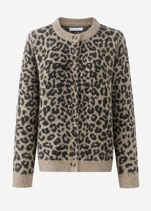 Cardigan mit Leo-Muster - beige