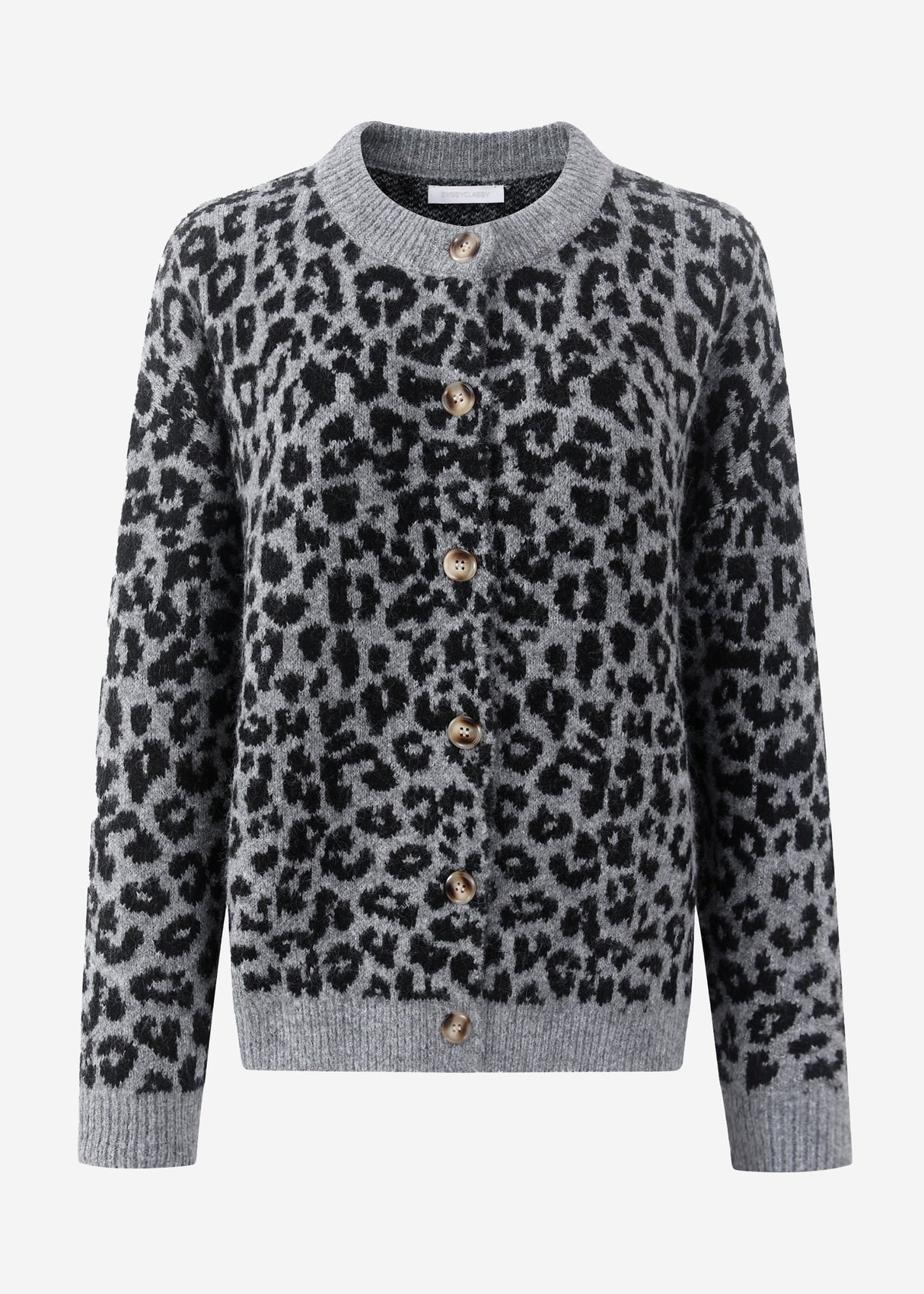 Cardigan with Leo pattern-gray-black