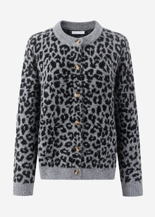 Cardigan with leopard print - grey