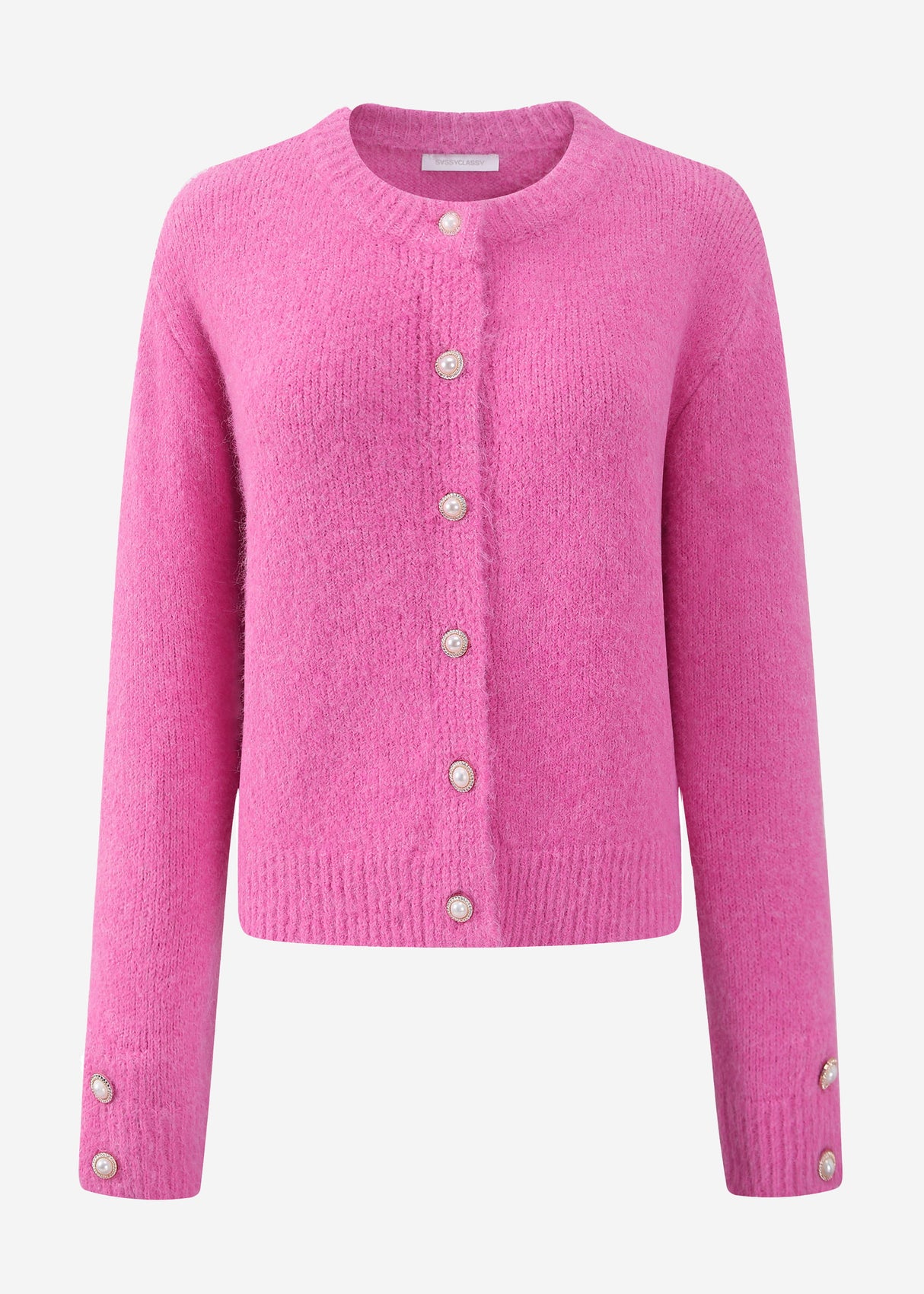 Cardigan mit Perlenknöpfen - pink