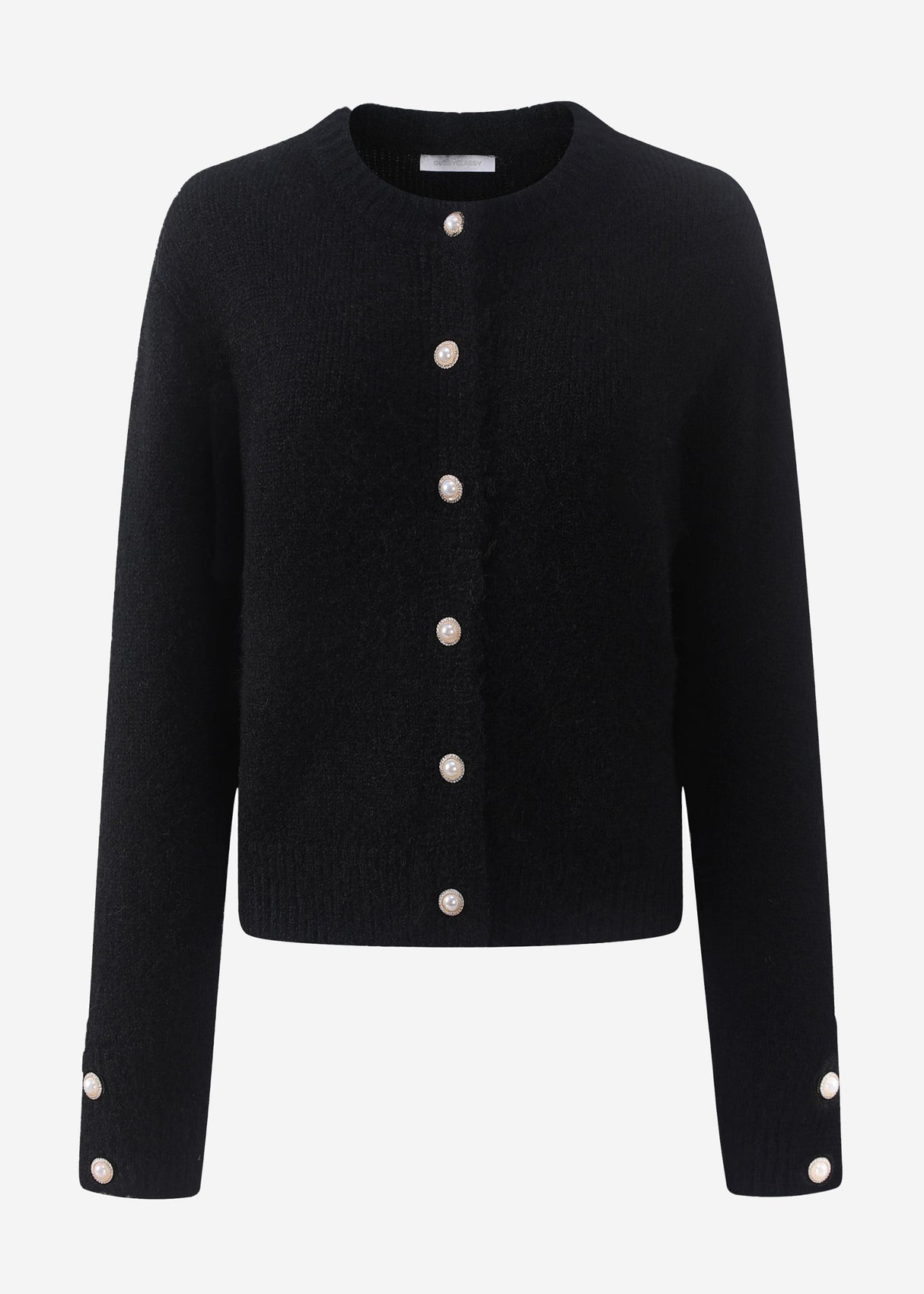 Cardigan with pearl buttons - black