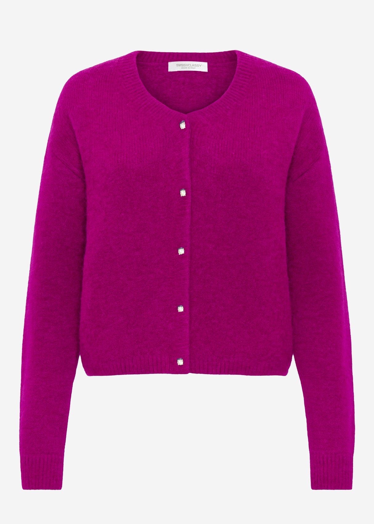 Soft knitting cardigan with ornamental buttons - plum