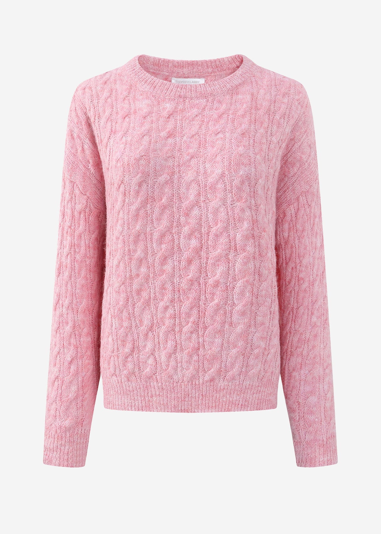 Pullover with a cable pattern - light pink
