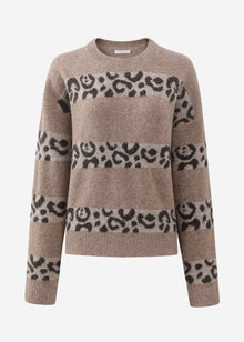 Pullover mit Leo-Streifen - taupe