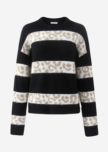 Pullover mit Leo-Streifen - schwarz