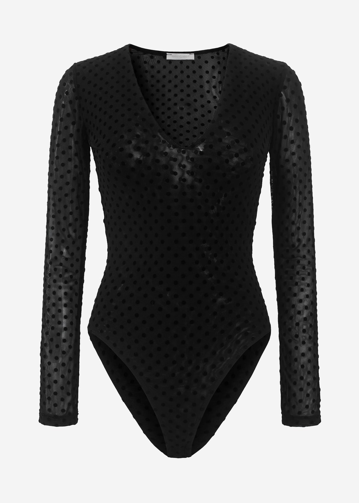Long sleeved body with polka dot - black