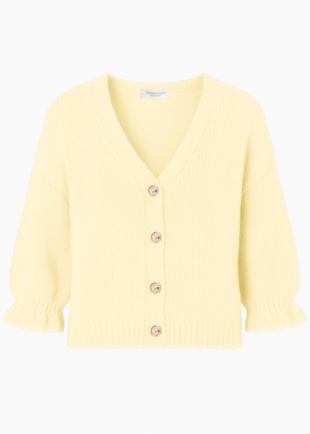 3/4-sleeve cardigan - butter yellow
