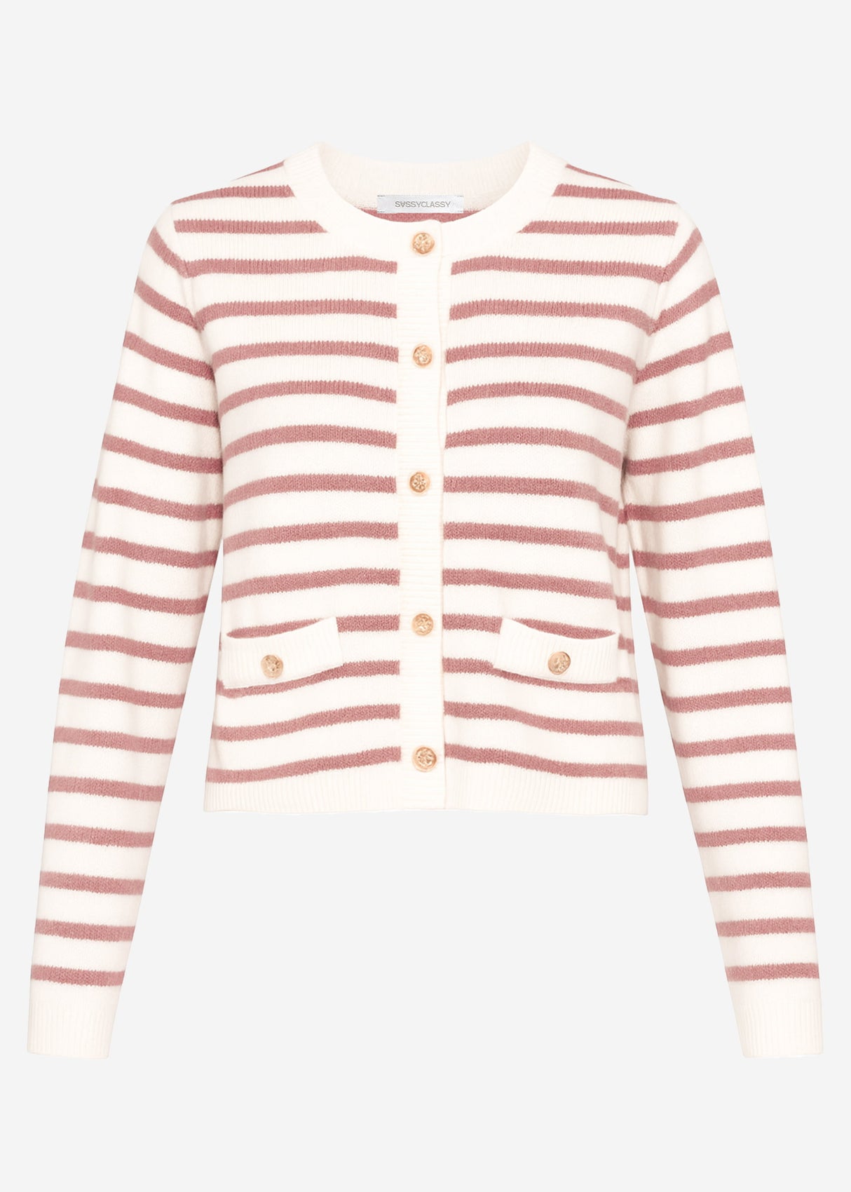 Elegante Strickjacke mit Streifenmuster - offwhite