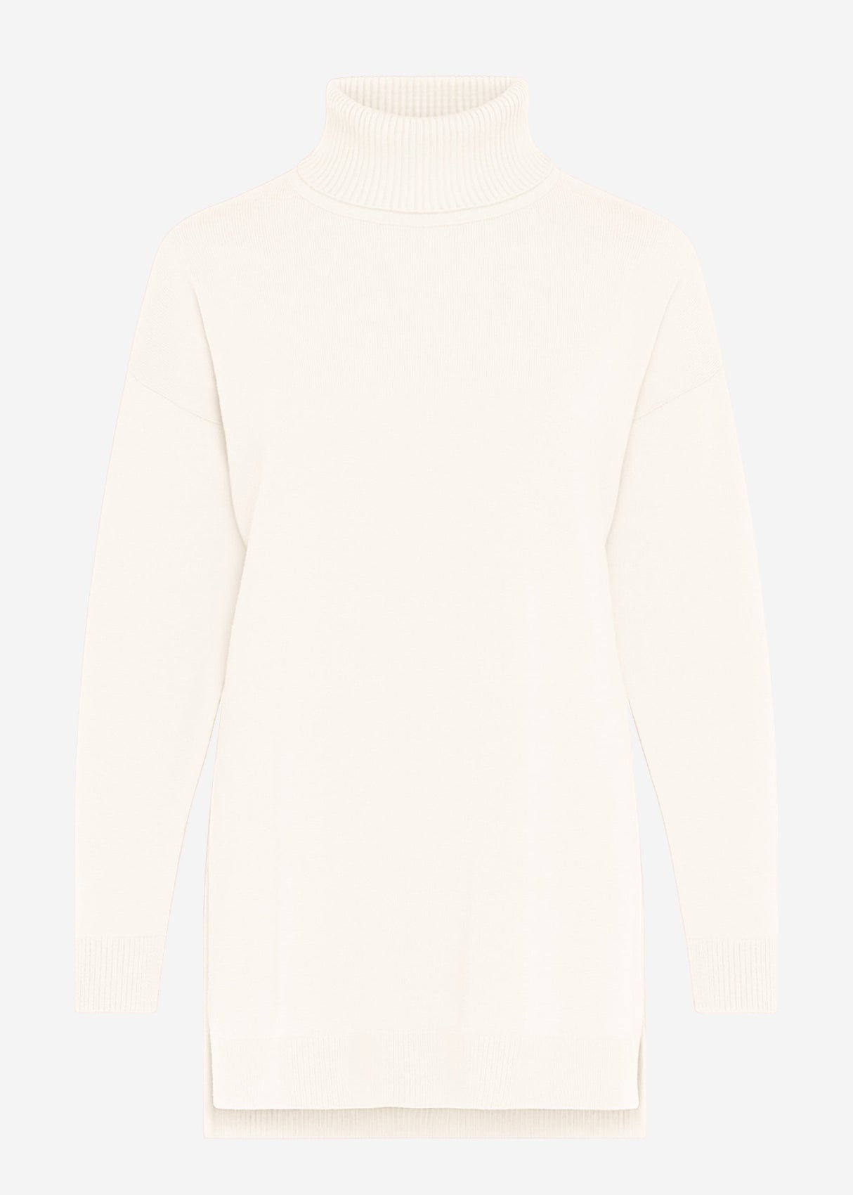 Oversize turtleneck with long side slits - offwhite