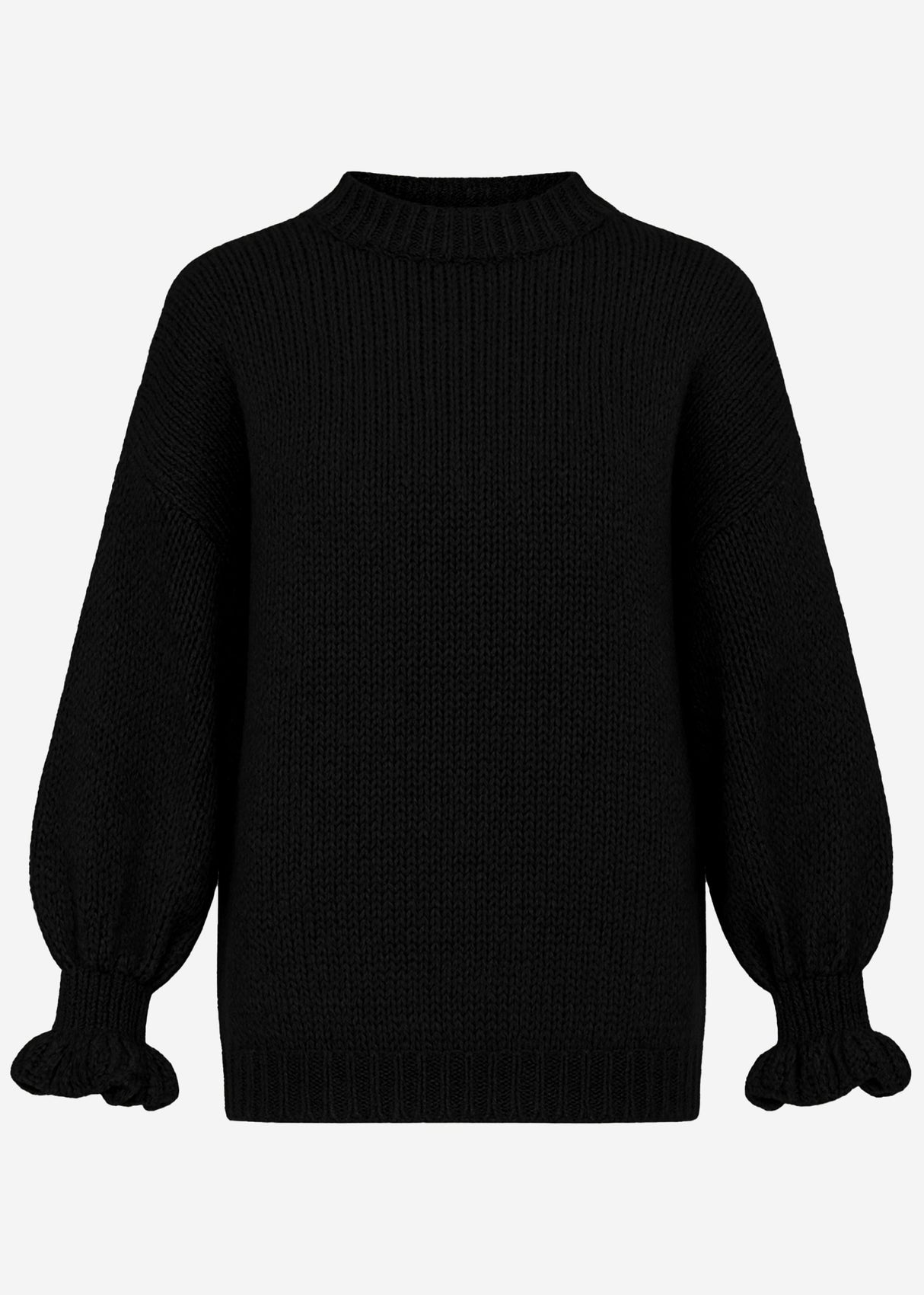 Sweater with flounce sleeves - black