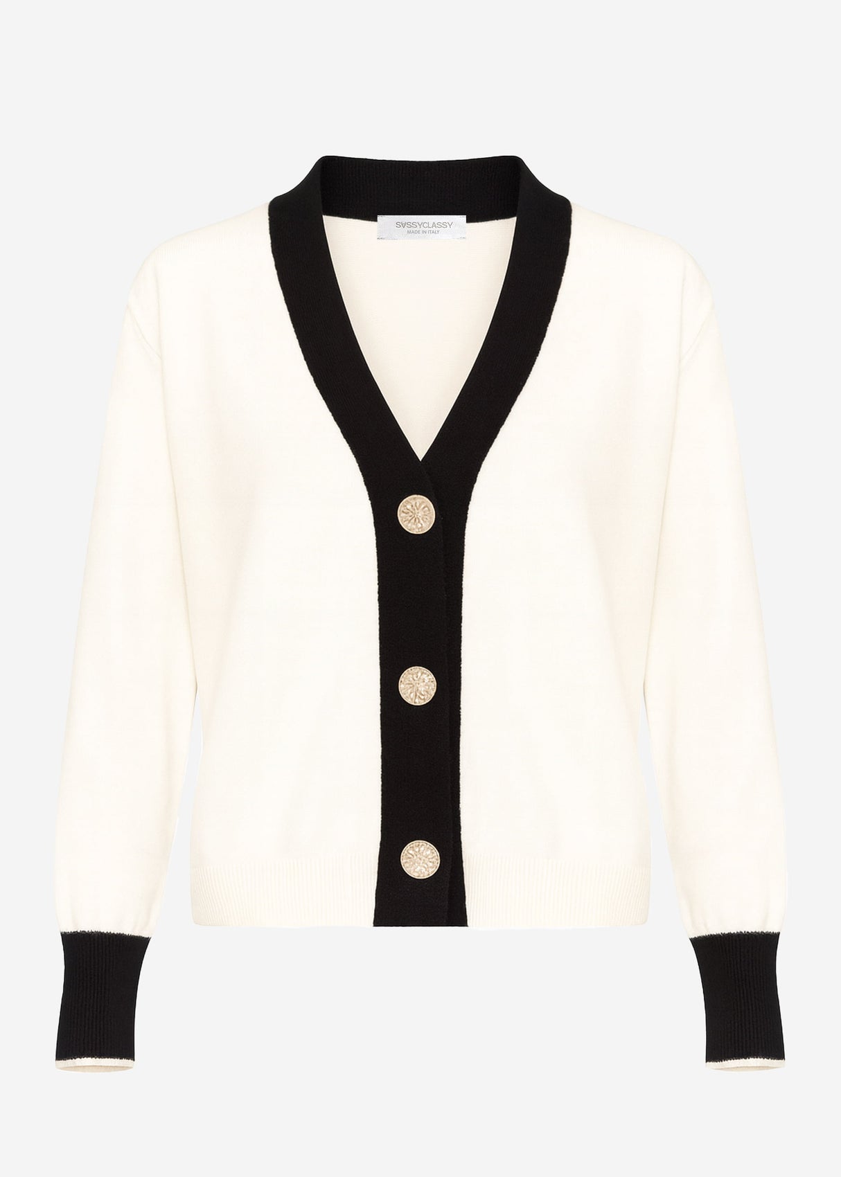 Cardigan mit Kontrastblende - offwhite