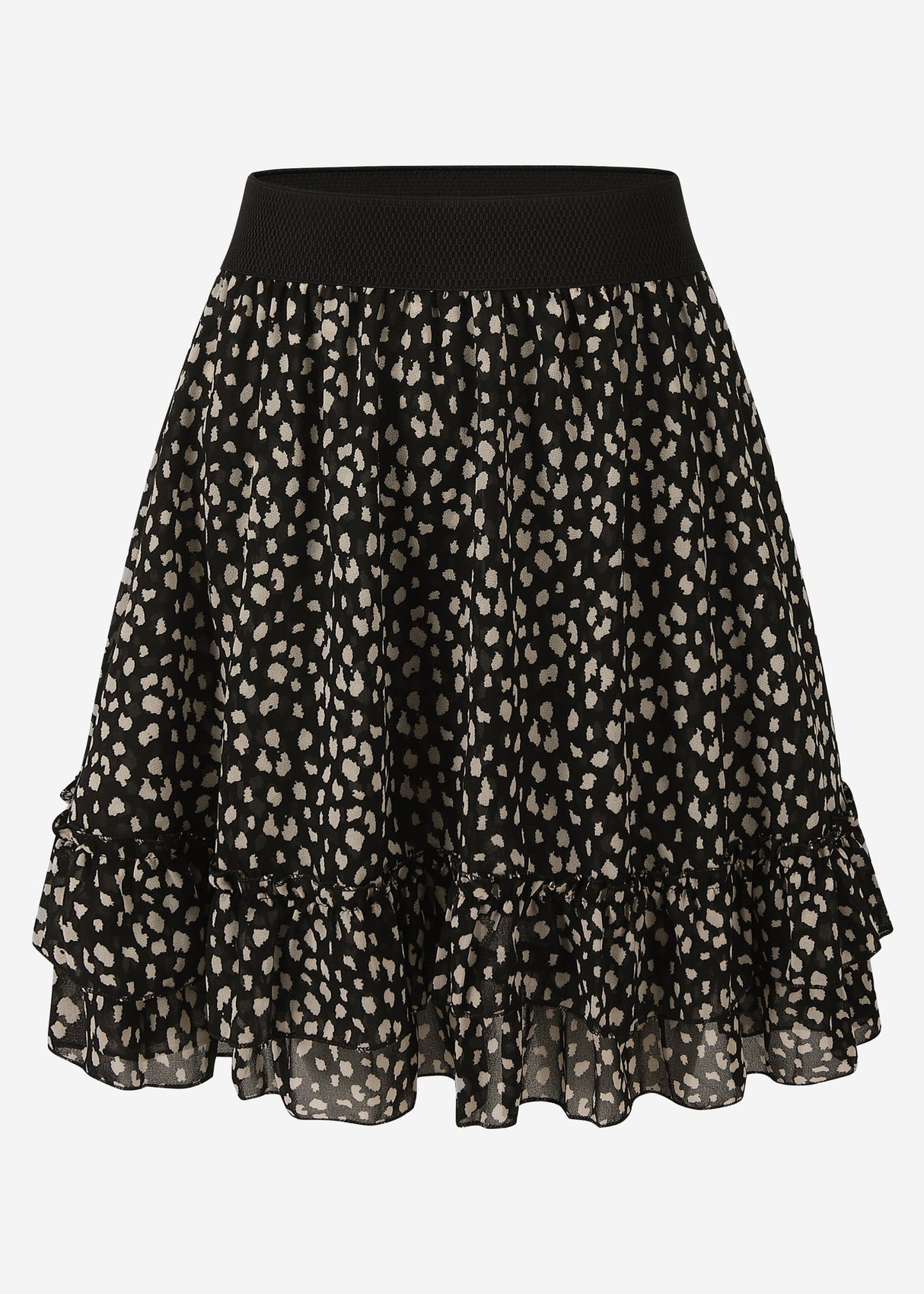 Flounce skirt with ruffles, black