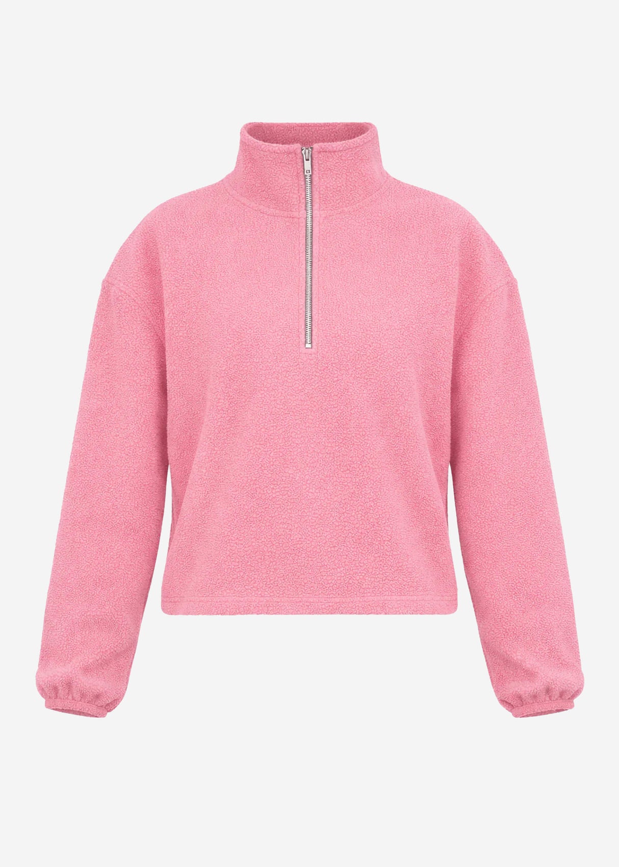 Oversize Fleece Sweatshirt mit Reißverschluss - rosa