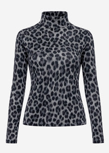 Langarmshirt im Leo-Print - grau