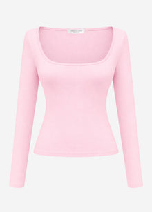 Long-sleeved top with neckline - rose