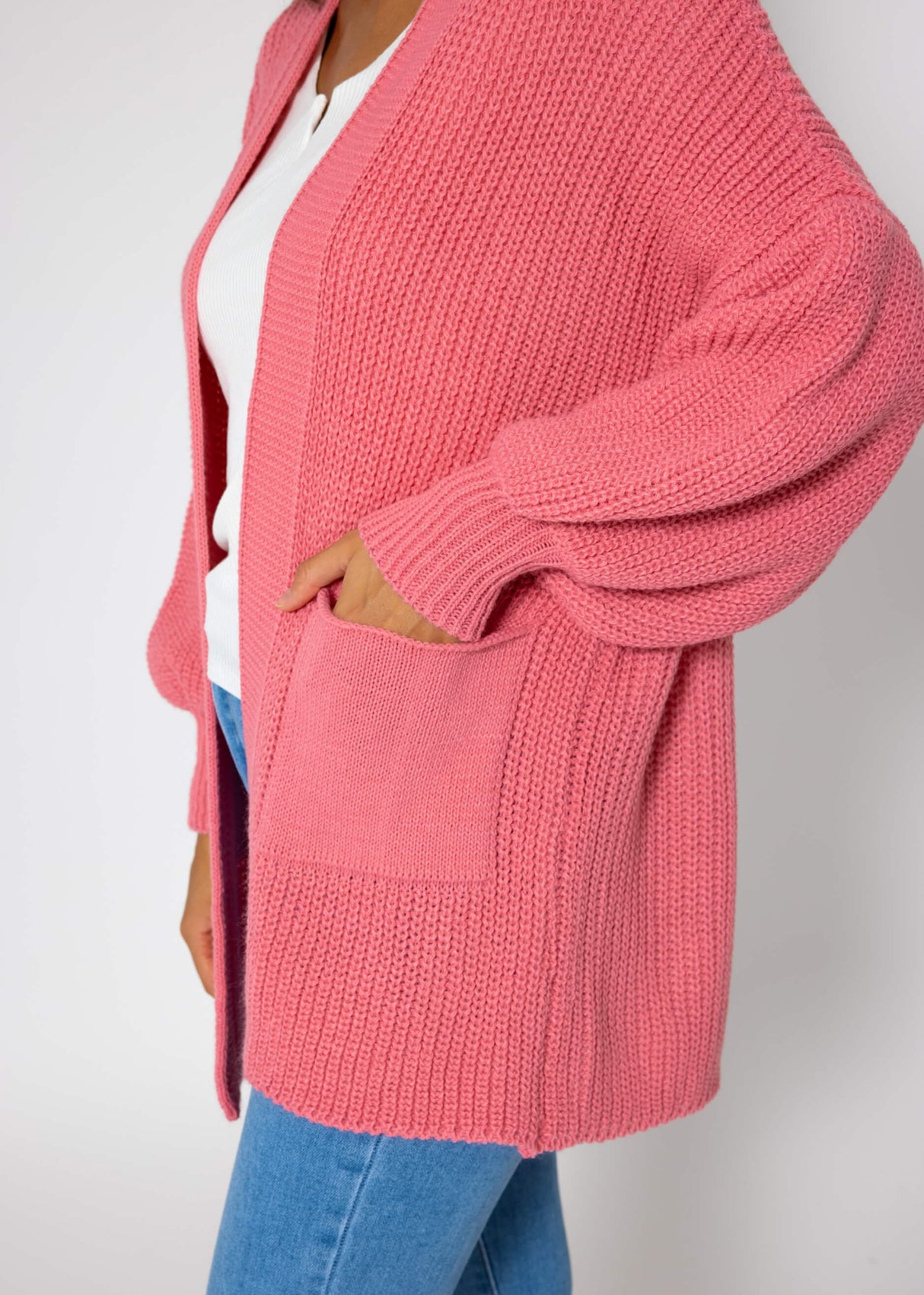 Strick Cardigan mit Taschen - hellrosa