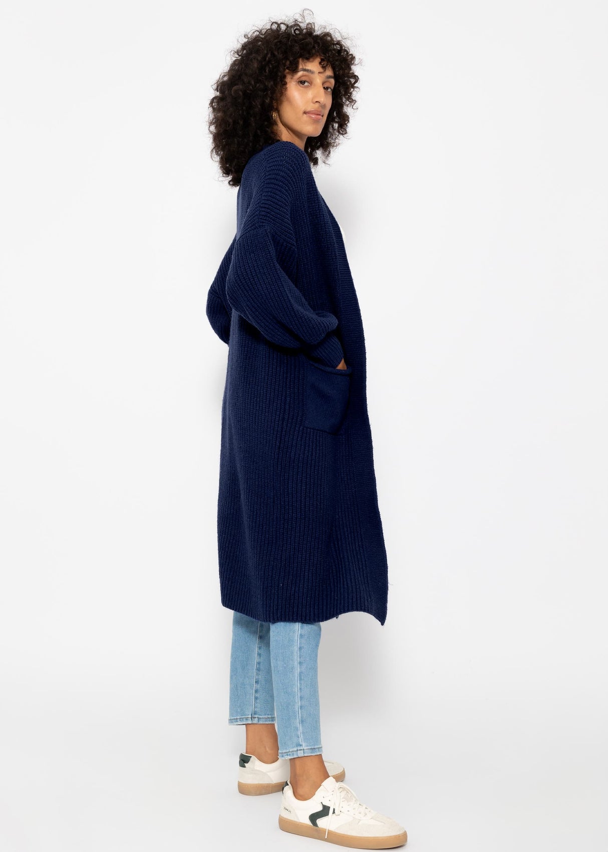 Langer super soft Cardigan mit Taschen - dunkelblau