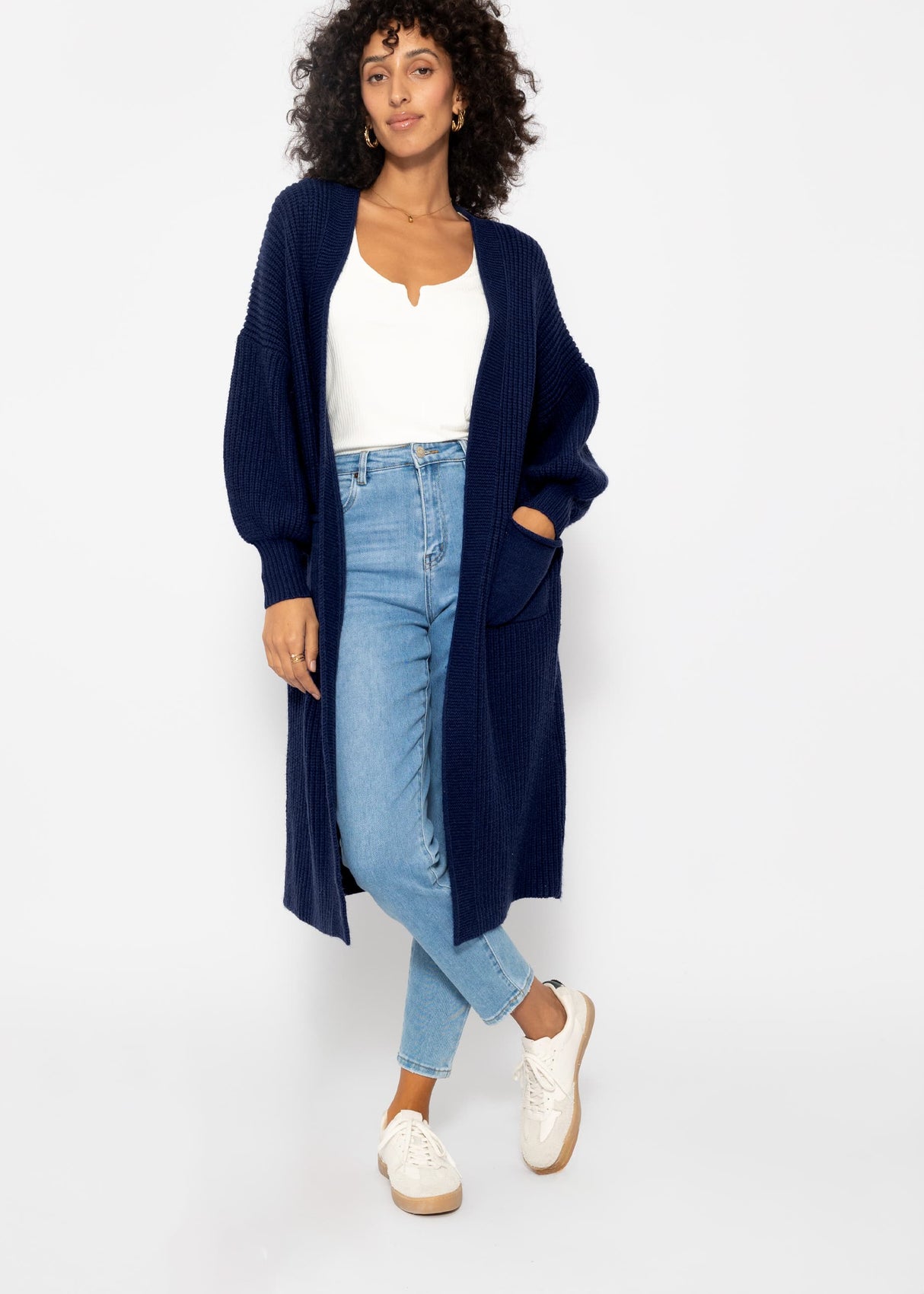 Langer super soft Cardigan mit Taschen - dunkelblau