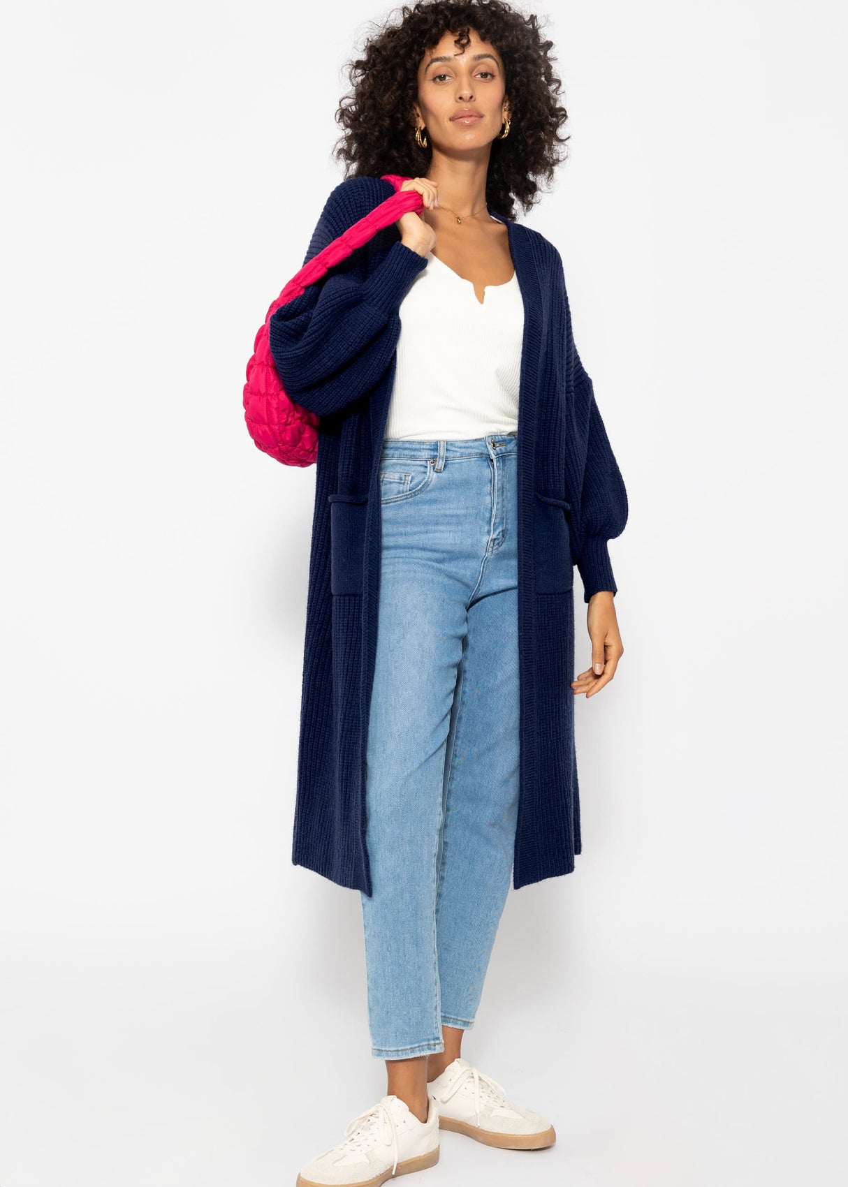 Langer super soft Cardigan mit Taschen - dunkelblau