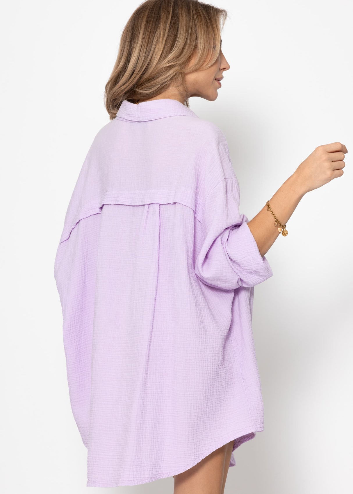 Musselin Bluse oversize, flieder