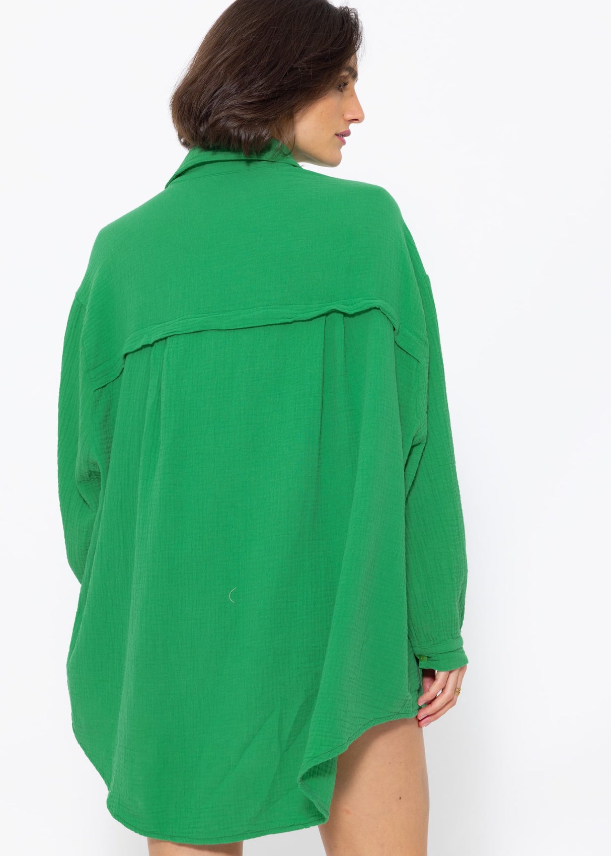 Muslin blouse oversize, green