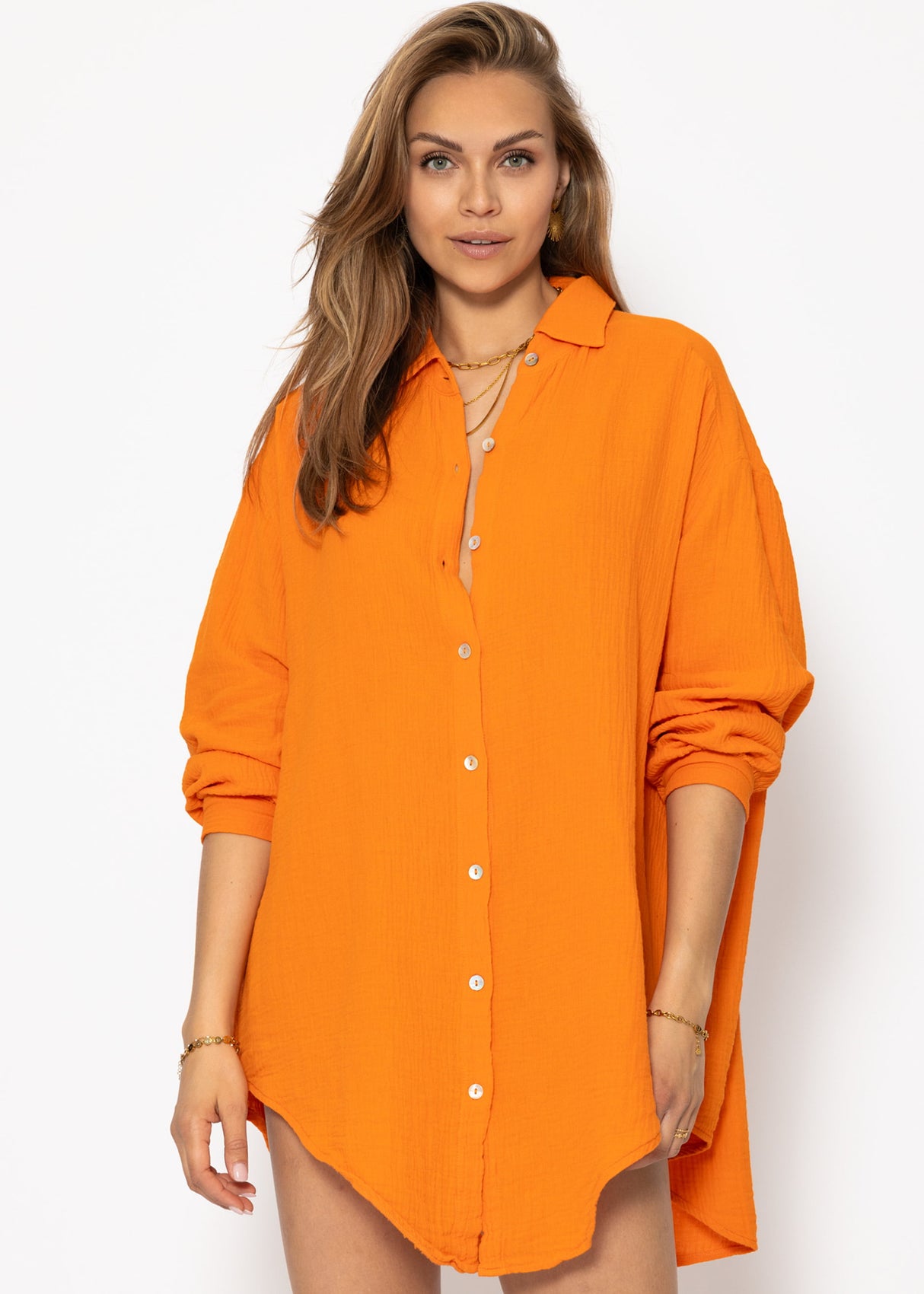 Musselin Bluse oversize, orange