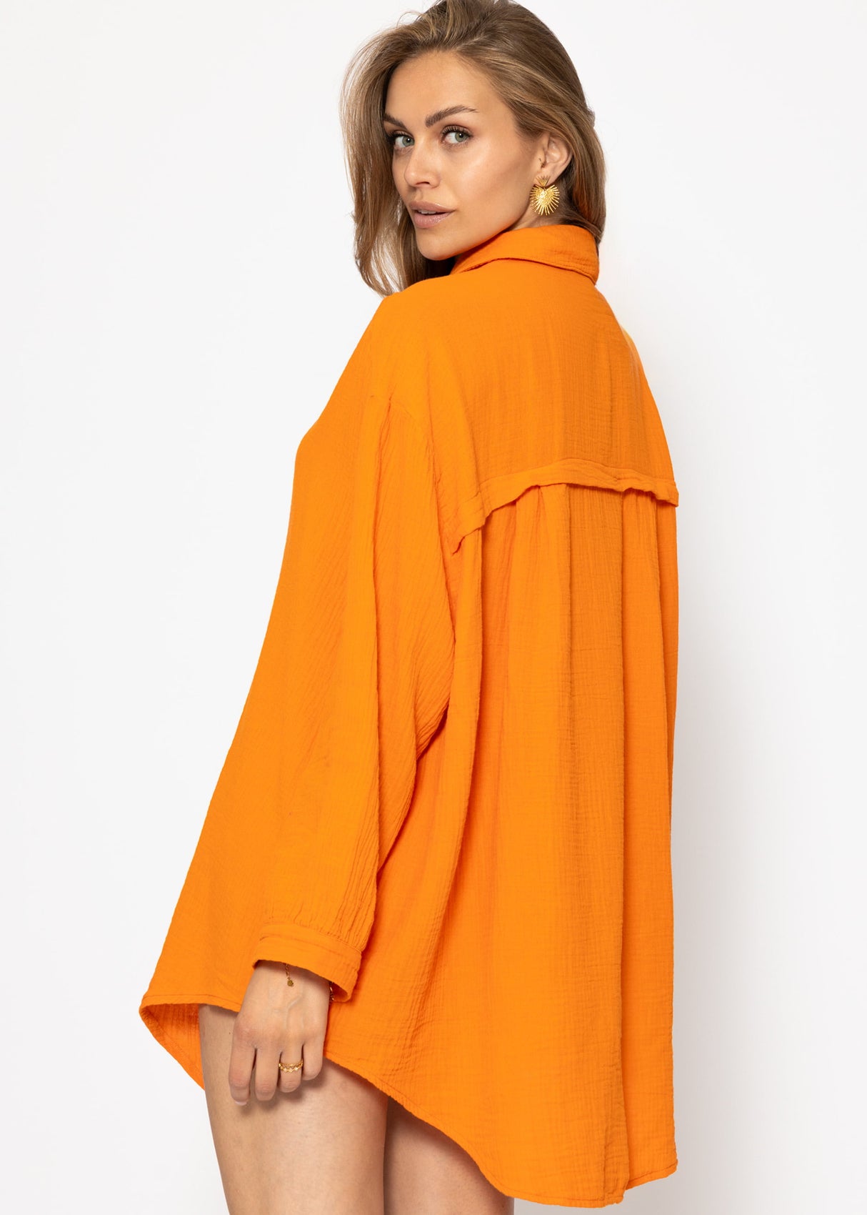 Musselin Bluse oversize, orange