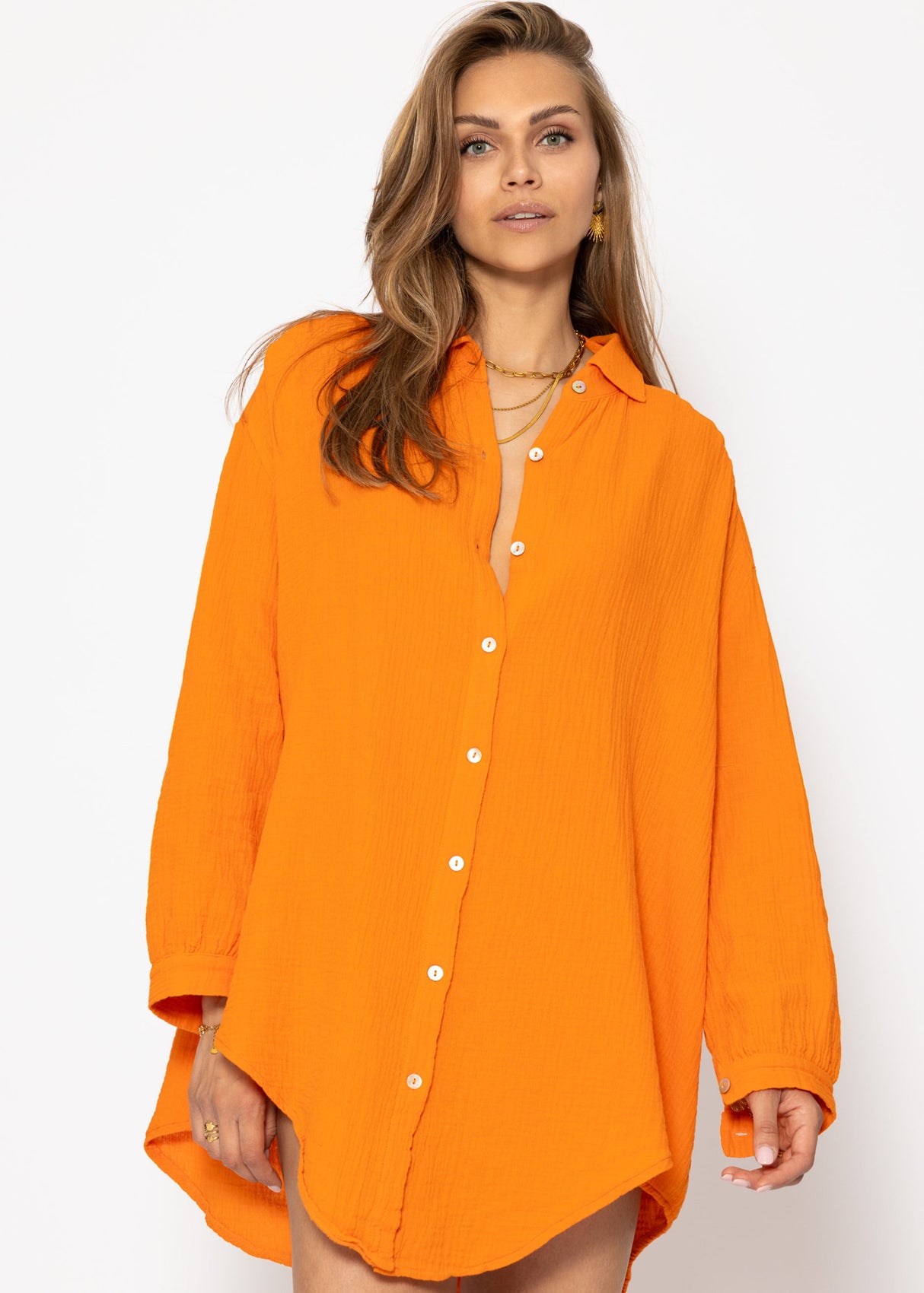 Musselin Bluse oversize, orange