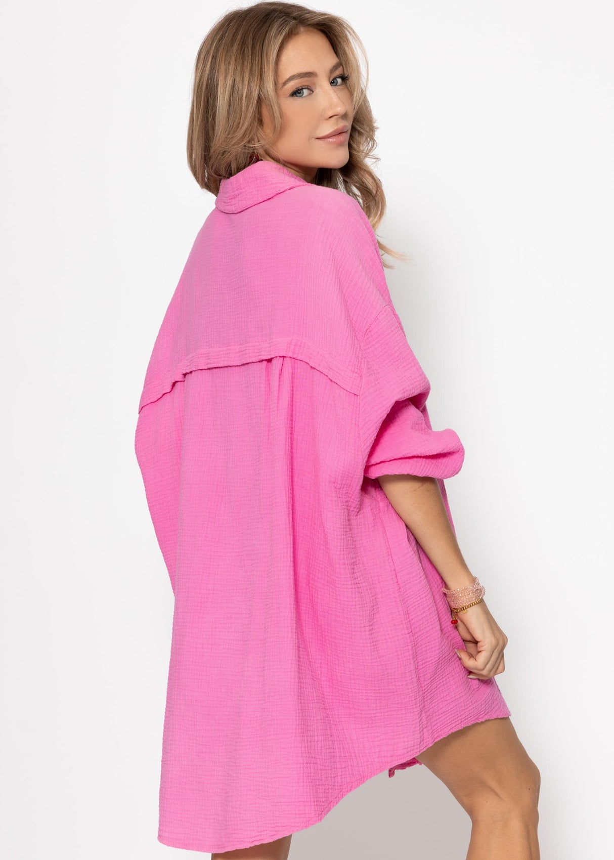 Musselin Bluse oversize, pink