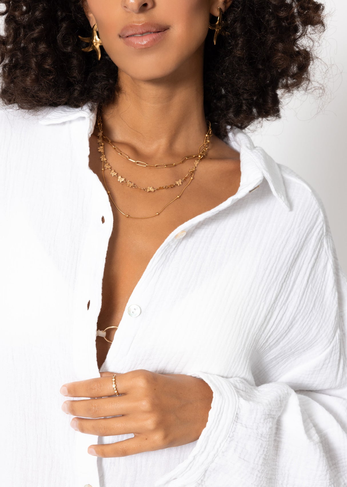 Musselin Bluse oversize, weiß