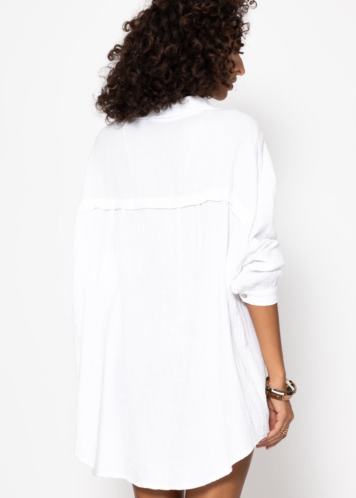 Musselin Bluse oversize, weiß