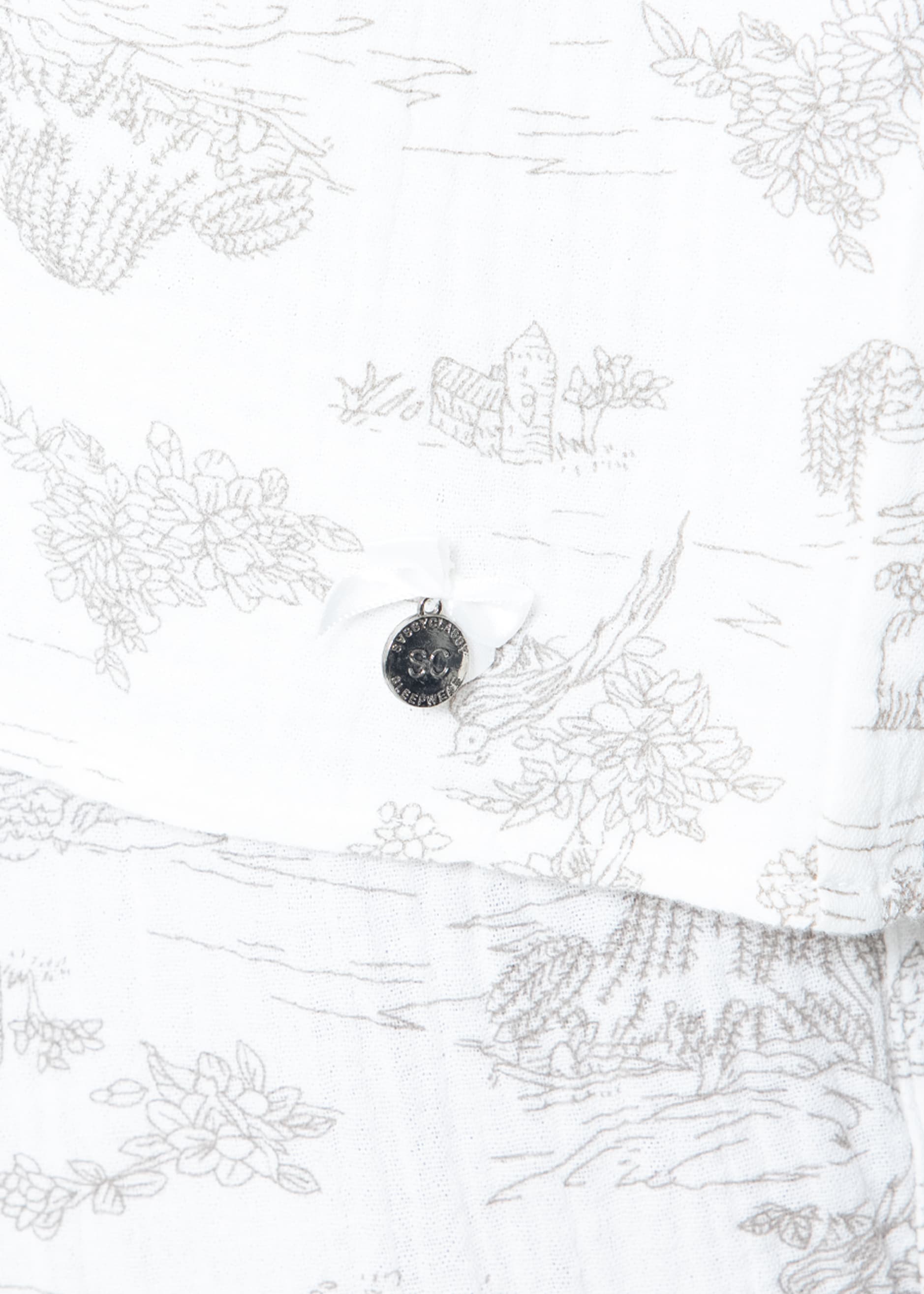 Muslin pajama shirt with print - white-taupe