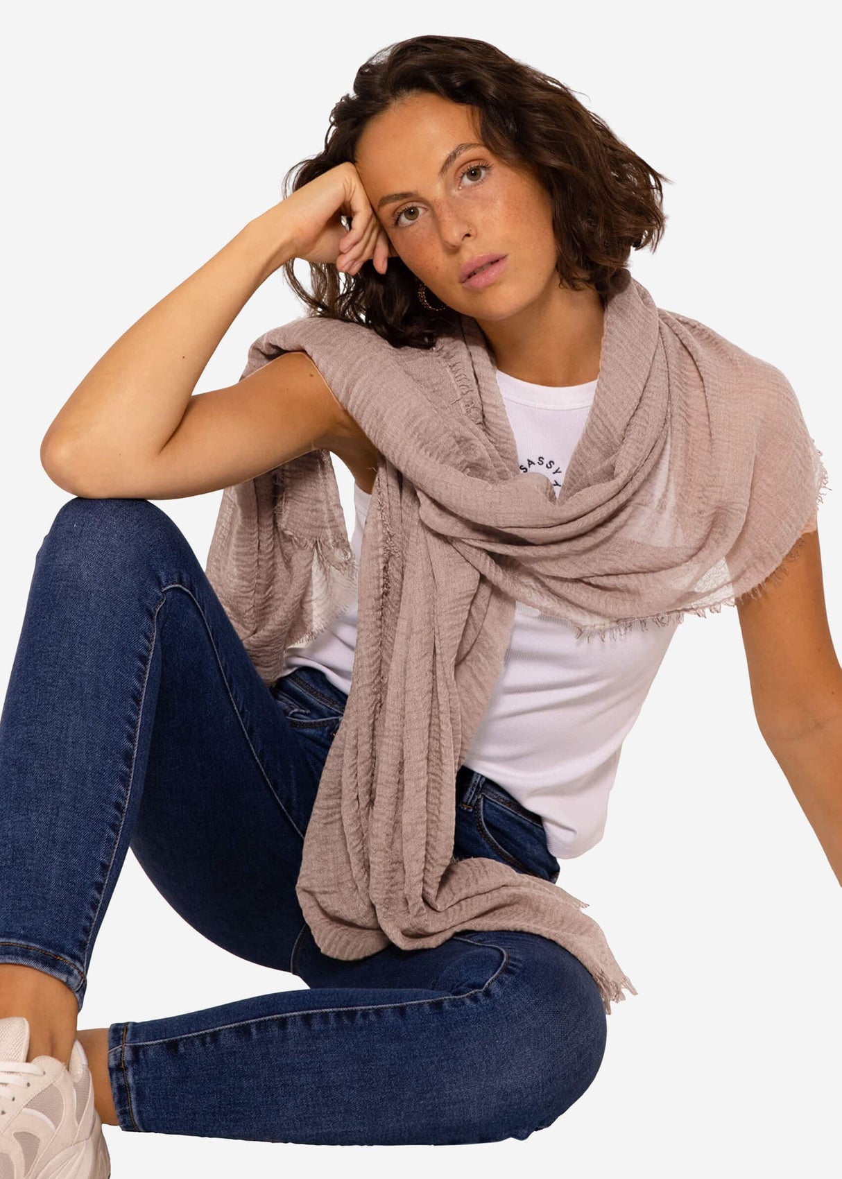 Musselin Schal - braun