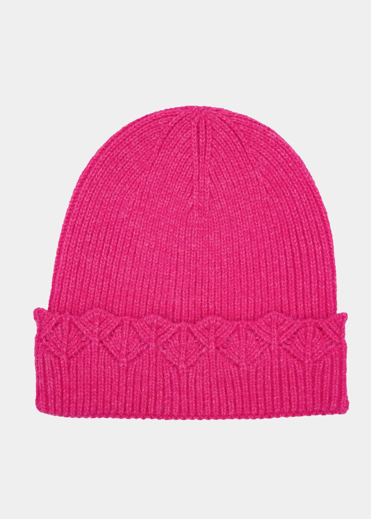Hat with openwork knit trim - pink