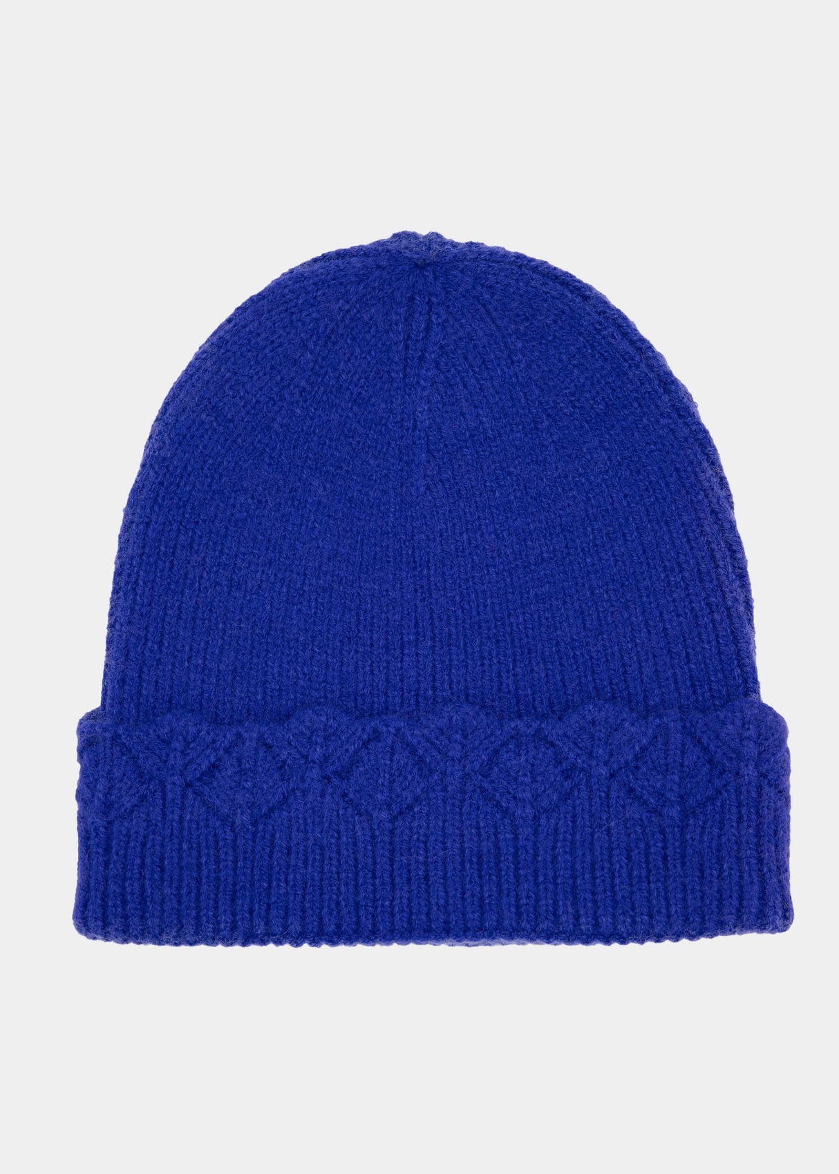 Hat with openwork knit trim - royal blue