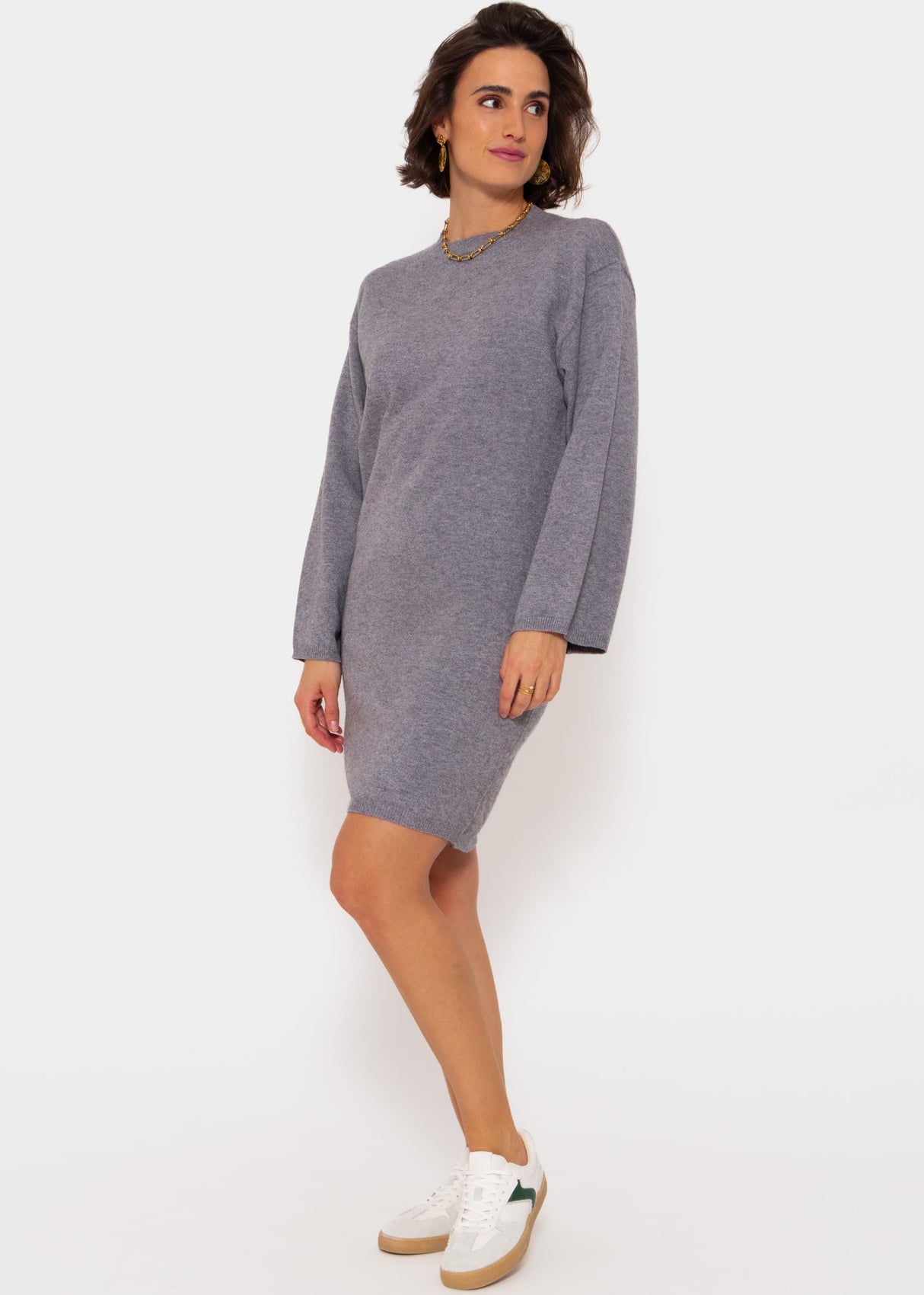 Oversize Kleid in Strick - grau