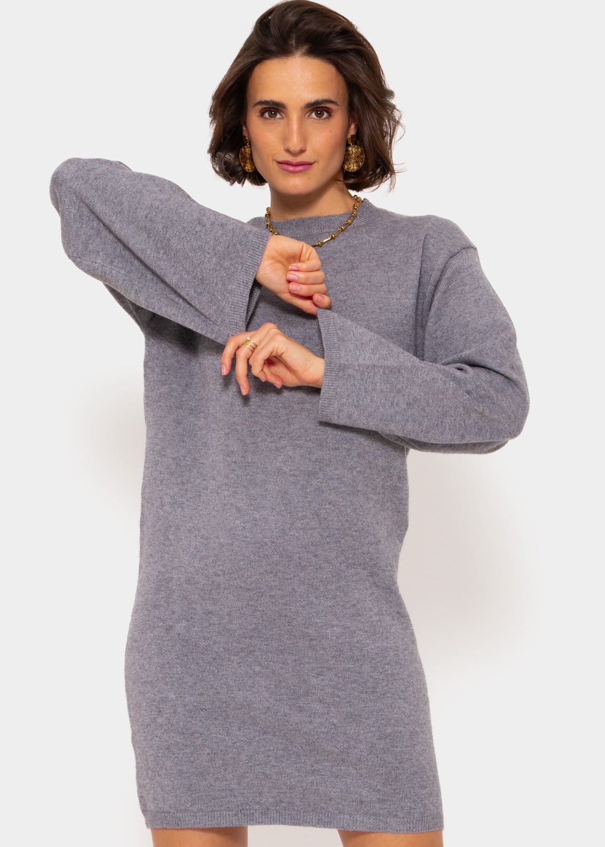 Oversize Kleid in Strick - grau