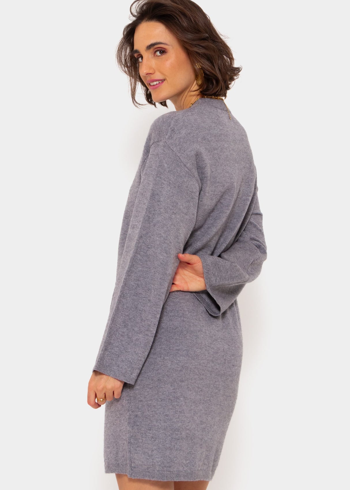 Oversize Kleid in Strick - grau