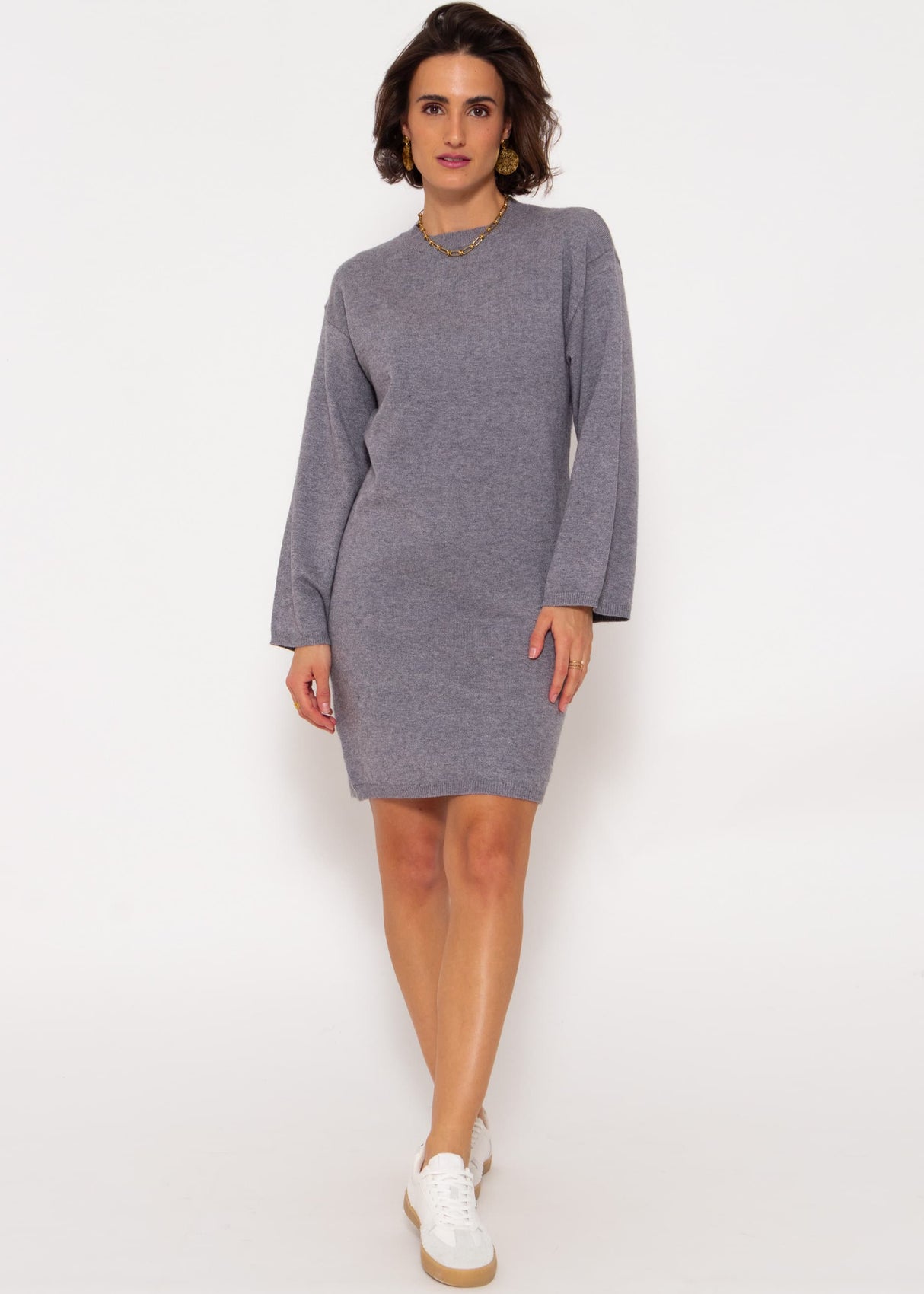 Oversize Kleid in Strick - grau