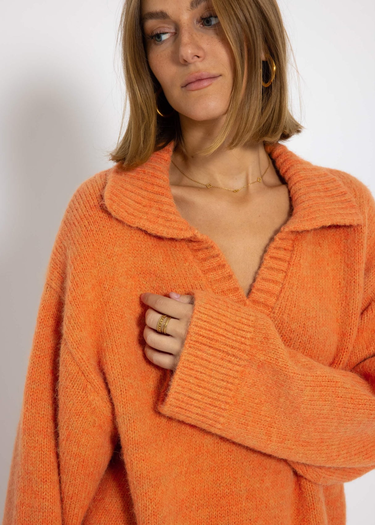 Oversized collared sweater - apricot